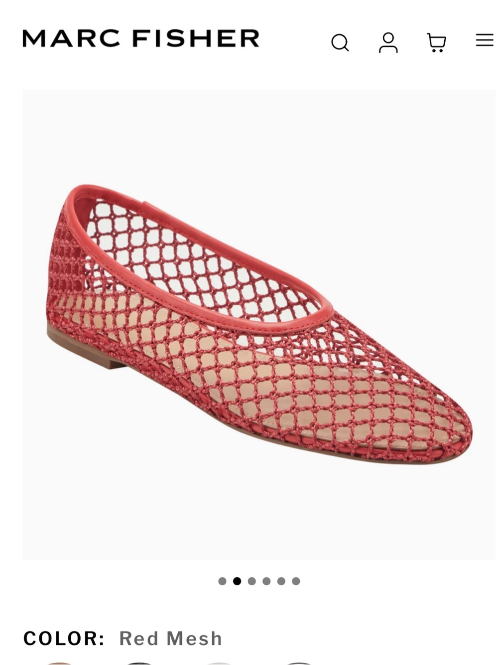 Marc Fisher Jazlyn Red Mesh Ballet Flat - new with original box - Picture 2 of 8